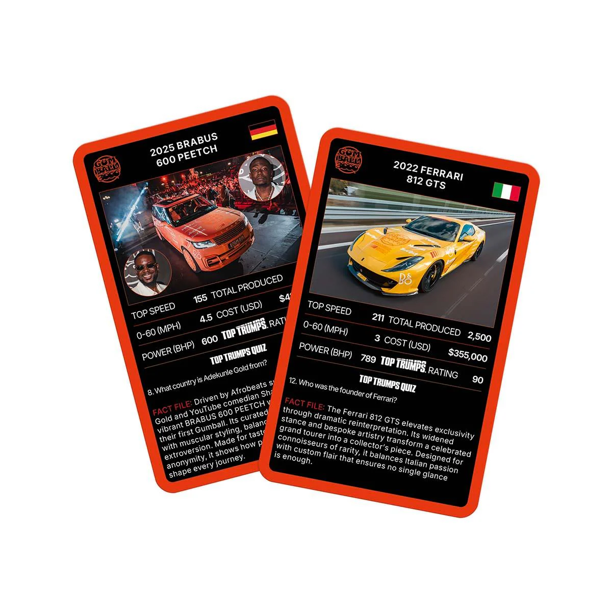 Gumball 3000 Superstars & Supercars Top Trumps Card Game - Image 2