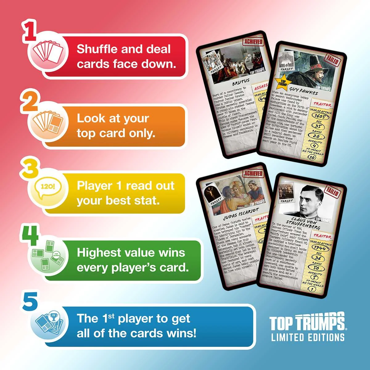 Traitors and Assassins Top Trumps Limited Edition Card Game - Image 7